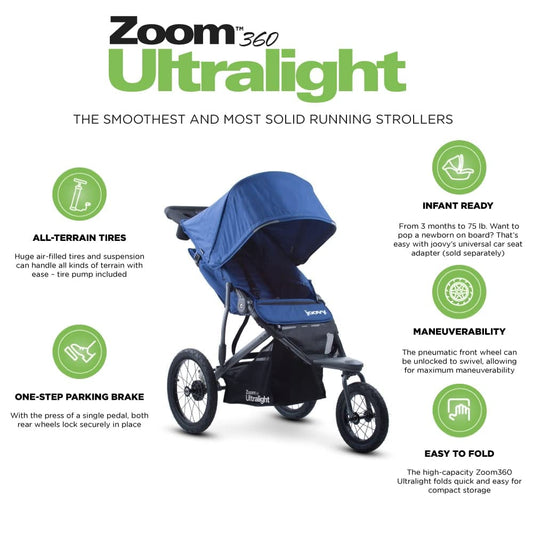 Joovy Zoom 360 Ultralight Jogging Stroller - Blueberry - 8360-DS