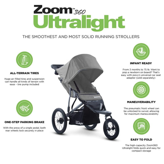 Joovy Zoom 360 Ultralight Jogging Stroller - Charcoal - 8369-DS