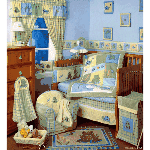 KidsLine Leap Froggie 6 Piece Crib Bedding Set