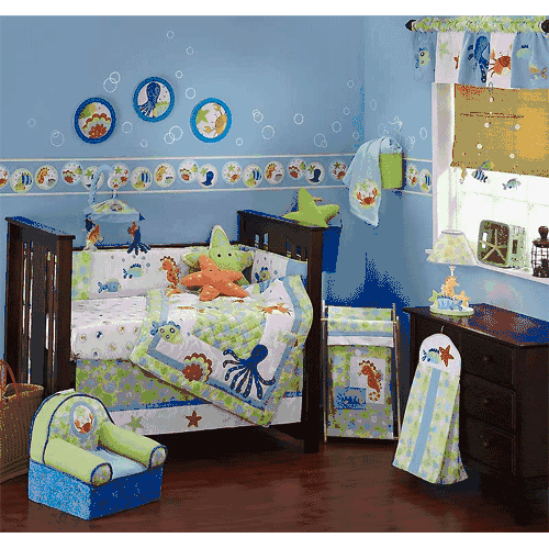 Lambs & Ivy Bubbles 6 Piece Crib Bedding Set - 21006V