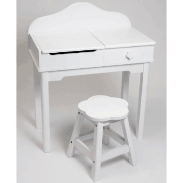 Lipper International Child's Vanity with Mirror and Stool 522W White - 522W