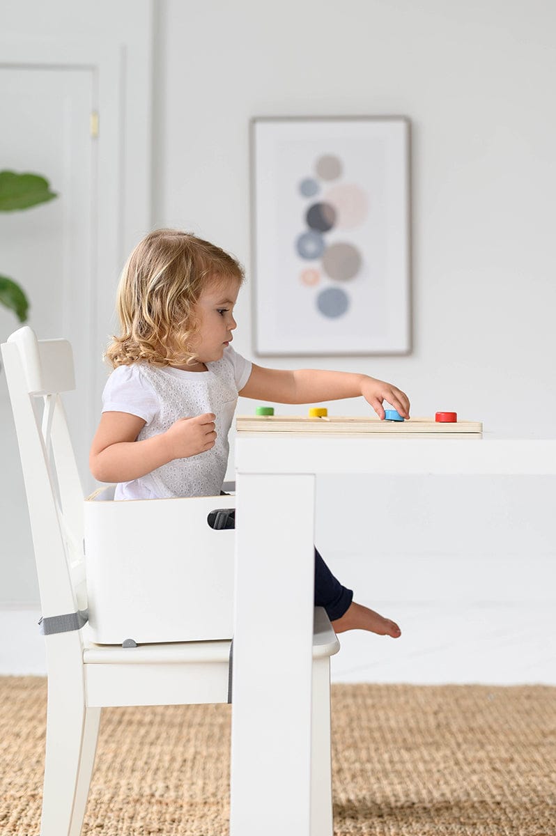 Little Partners Mod Booster Seat - Soft White w/ Breakfast Pairs Cushion - LPR06042