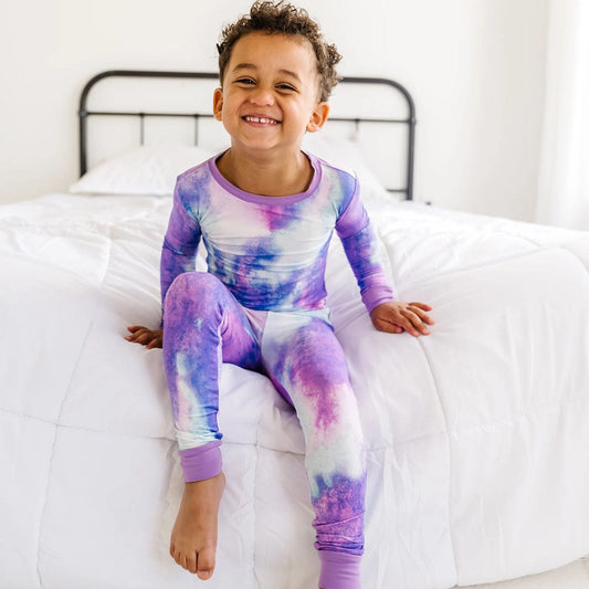Little Sleepies Two-Piece Bamboo Viscose Pajama Set - Purple Watercolor, 12 - 18 months