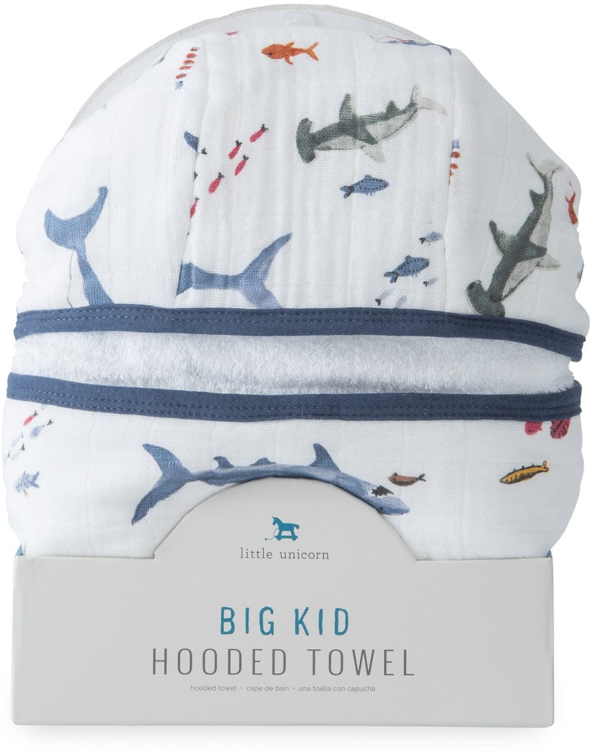 Little Unicorn Cotton Big Kid Hooded Towel - Shark - UH0209