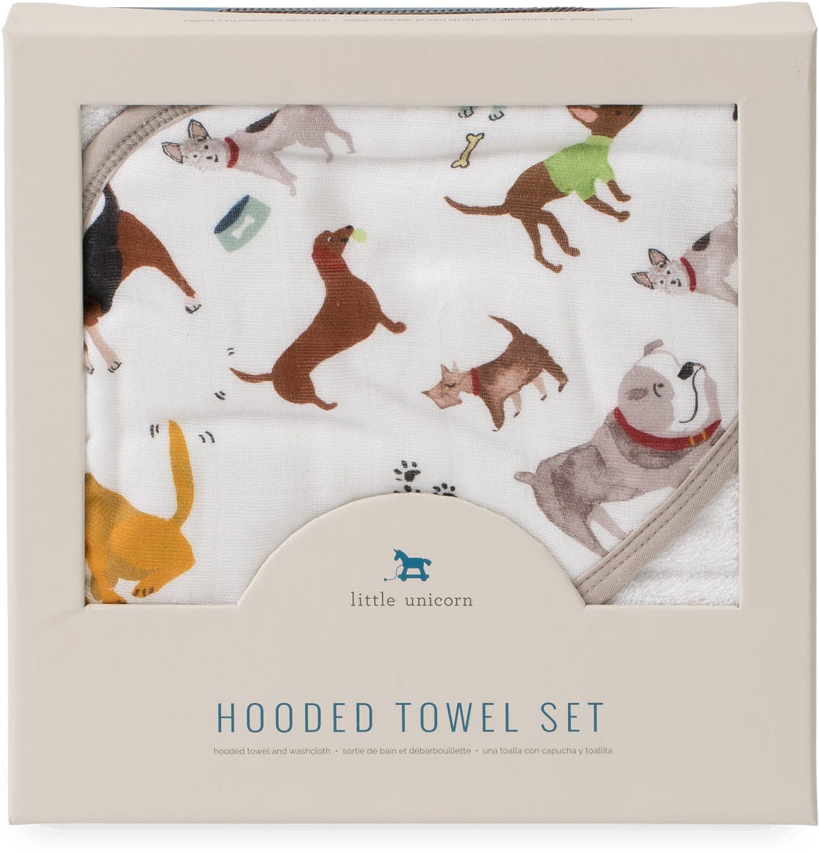 Little Unicorn Cotton Hooded Towel & Washcloth - Woof - UH0035