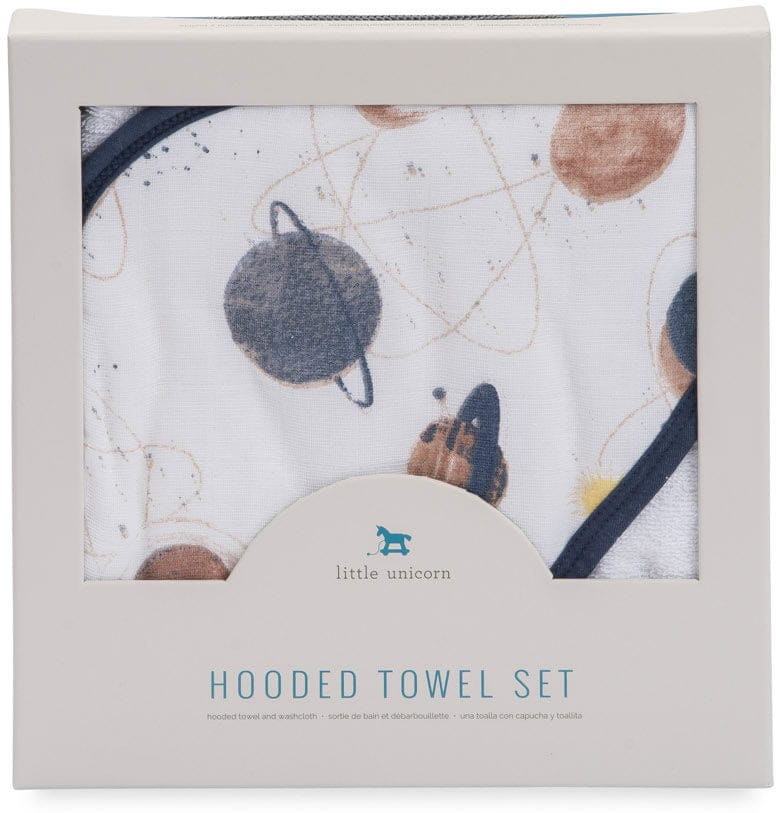Little Unicorn Cotton Hooded Towel & Washcloth - Planetary - UH0014
