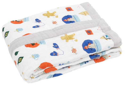 Little Unicorn Cotton Muslin Baby Quilt - Christmas Time