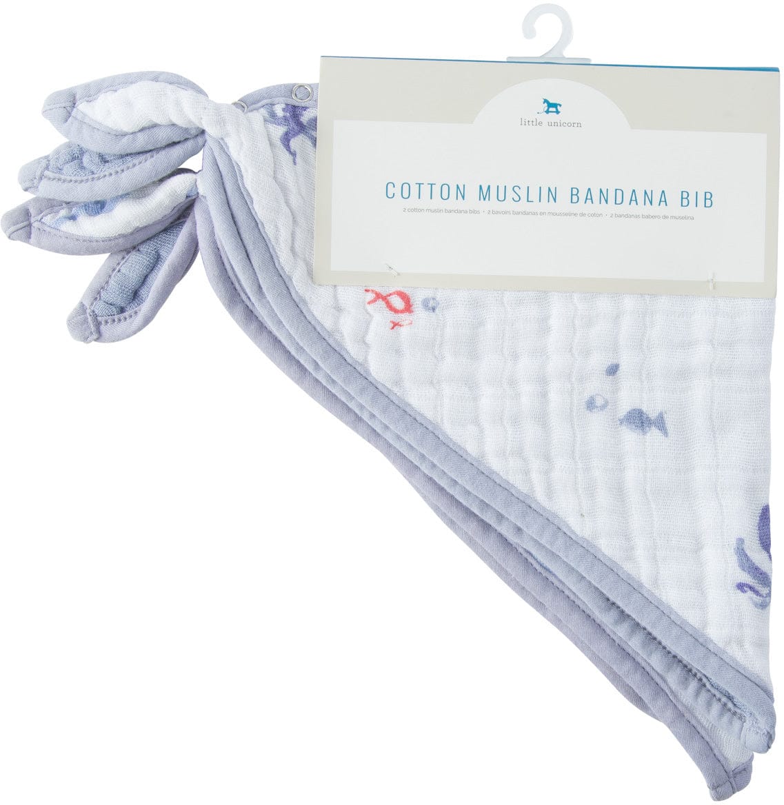 Little Unicorn Cotton Muslin Bandana Bib 2 pack - Mermaid - UF0120