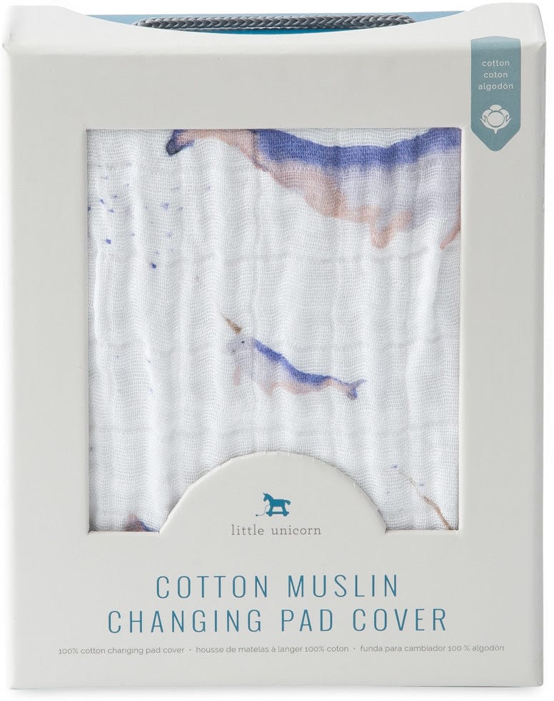 Little Unicorn Cotton Muslin Changing Pad Cover - Narwhal - UN0515