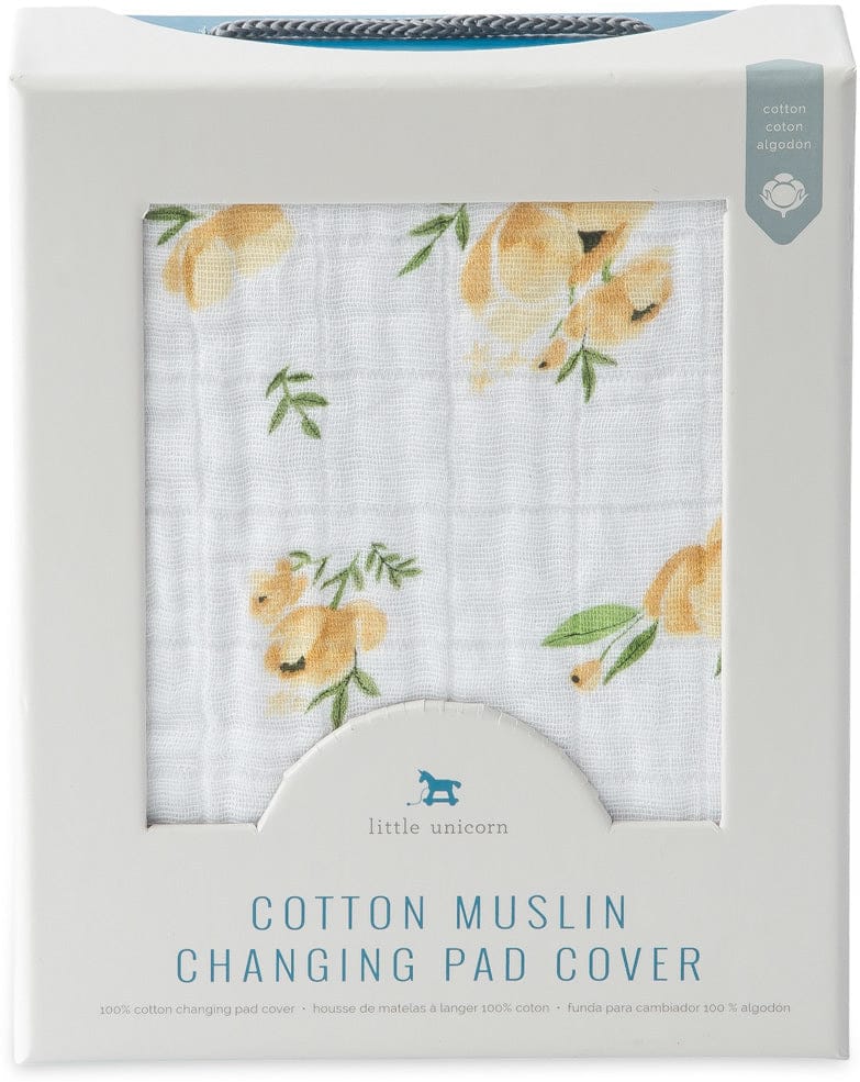 Little Unicorn Cotton Muslin Changing Pad Cover - Yellow Rose - UN0518