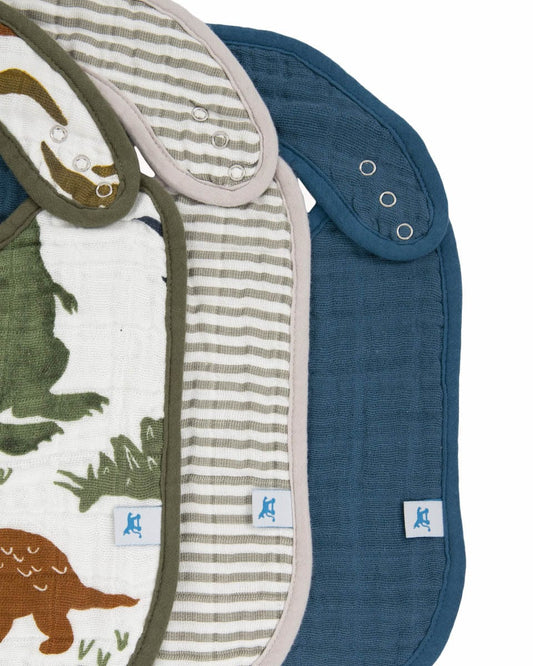 Little Unicorn Cotton Muslin Classic Bib 3 Pack - Dino Friends 2 Set - UF0023