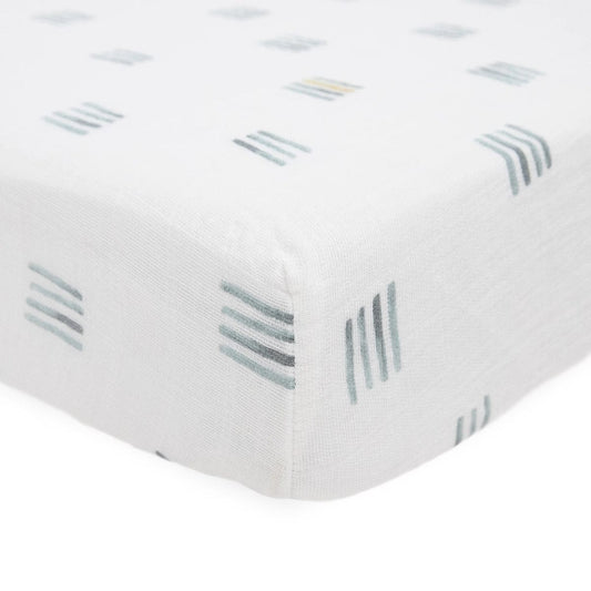 Little Unicorn Cotton Muslin Crib Sheet - Blue Stacks - UN0088