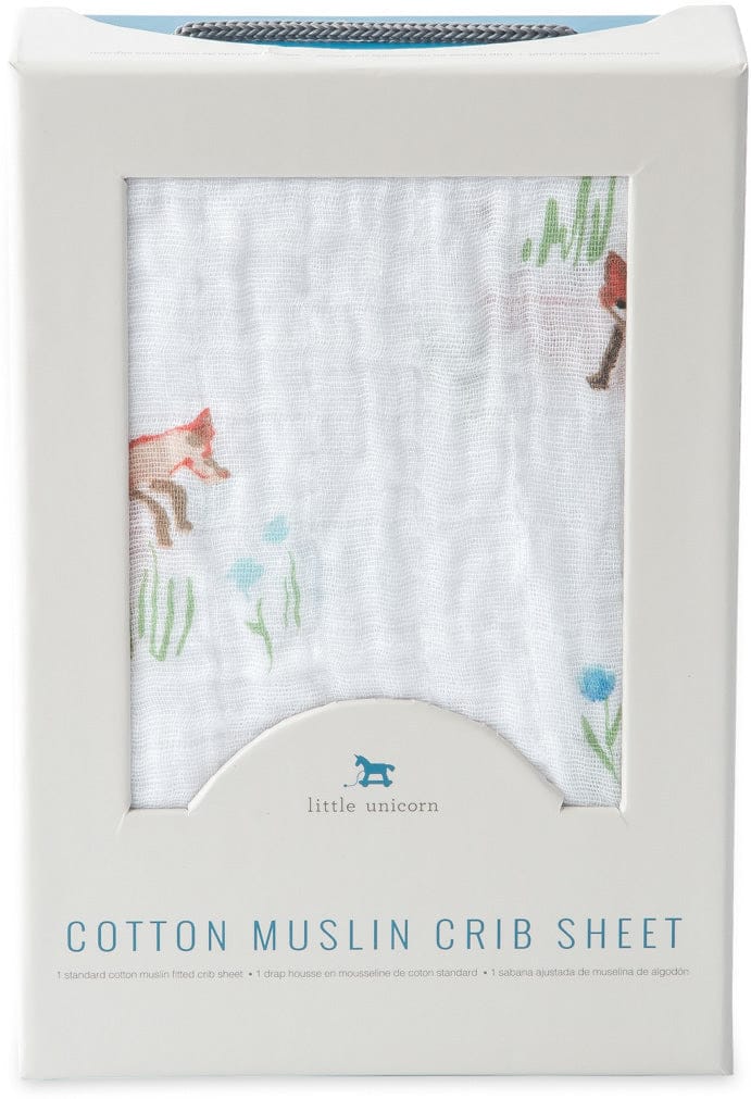 Little Unicorn Cotton Muslin Fitted Crib Sheet - Fox - UN0043