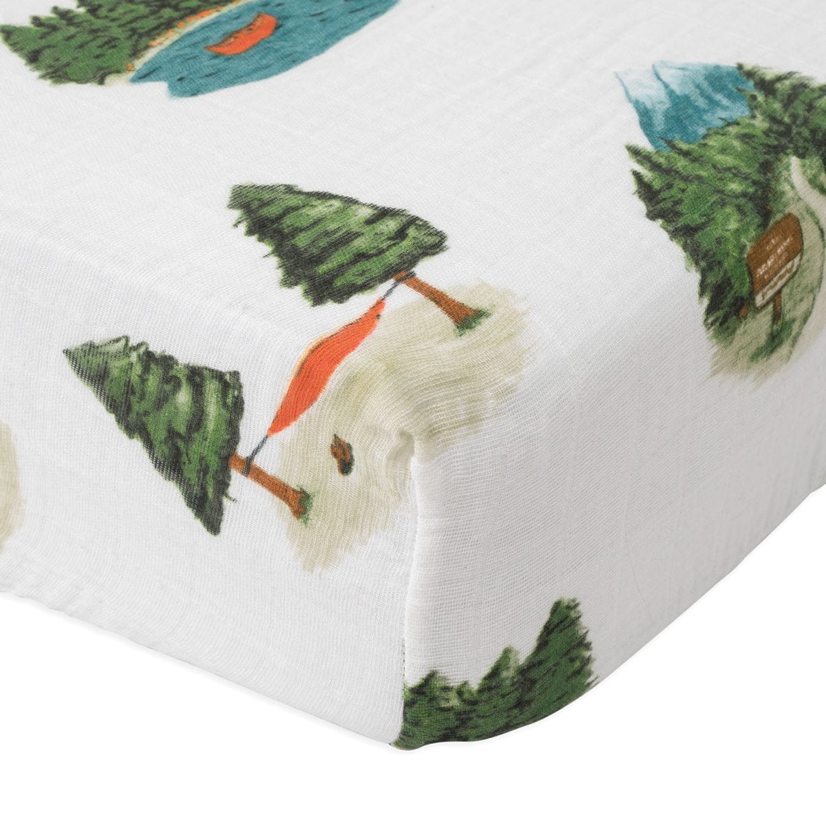 Little Unicorn Cotton Muslin Fitted Crib Sheet - Happy Camper - UN0060