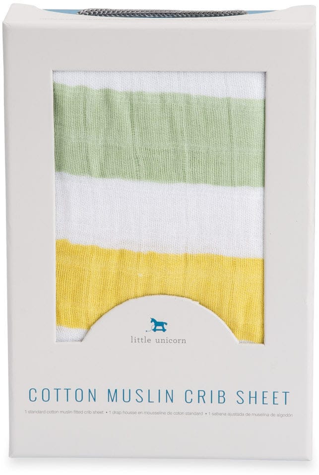 Little Unicorn Cotton Muslin Fitted Crib Sheet - Cabana Stripe - UN0017
