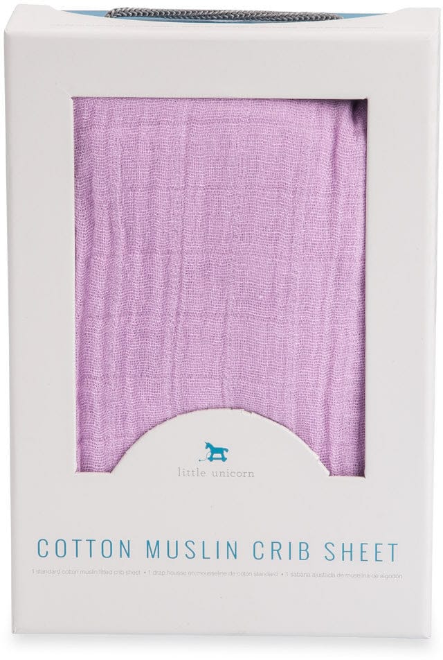 Little Unicorn Cotton Muslin Fitted Crib Sheet - Pink Lilac - UN0021