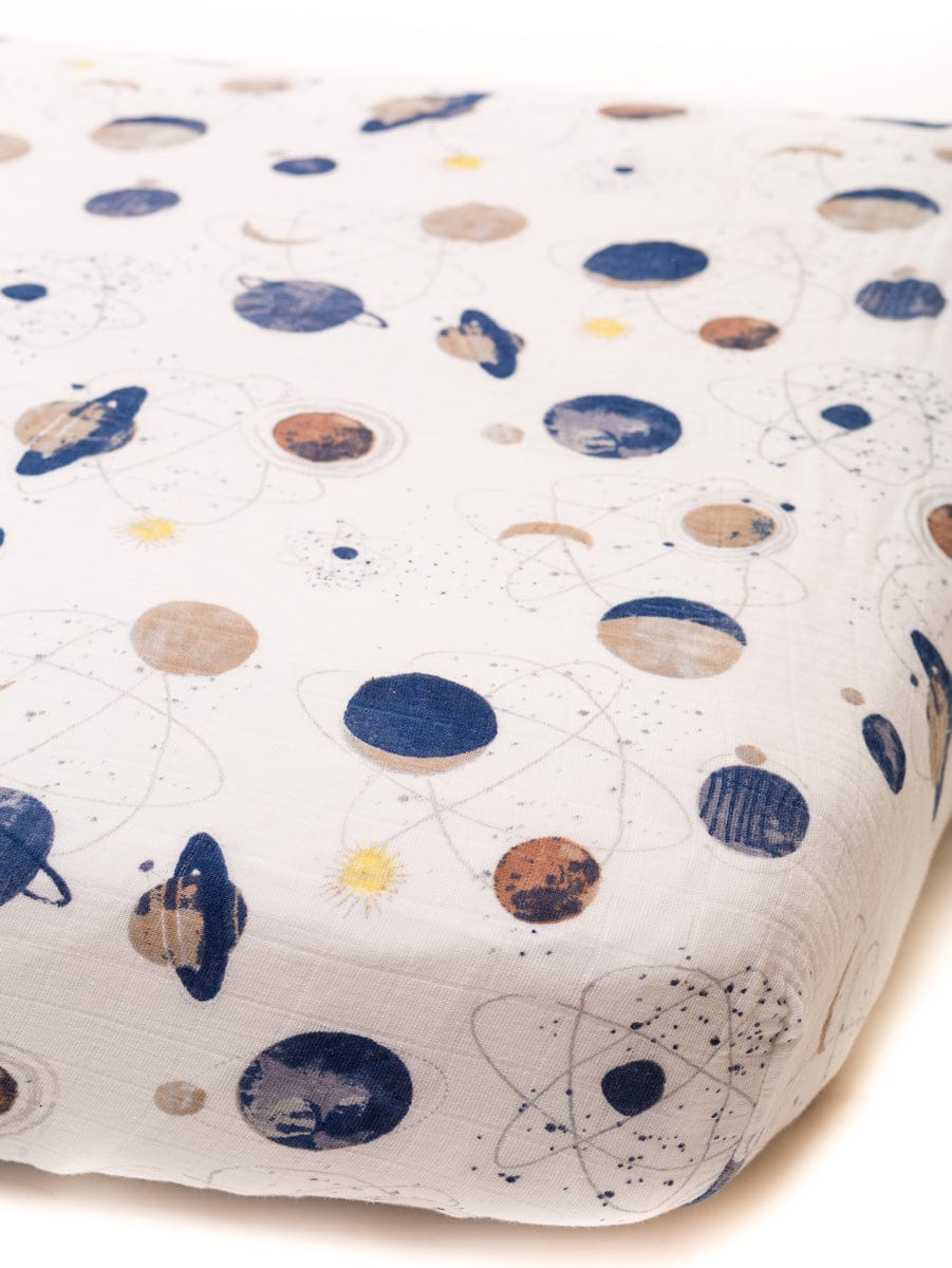 Little Unicorn Cotton Muslin Fitted Sheet - Planetary - UN0010