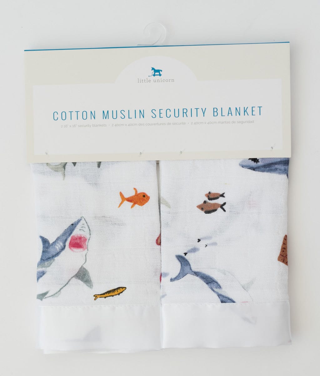 Little Unicorn Cotton Muslin Security Blanket 2-Pack - Shark