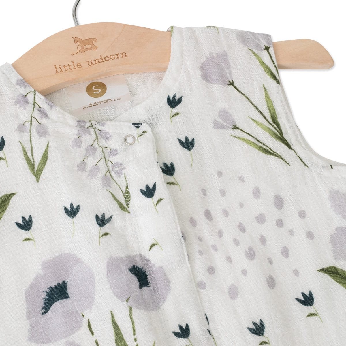 Little Unicorn Cotton Muslin Sleep Bag, Small - Blue Windflower - UC0015S