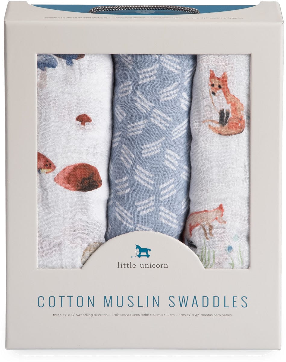 Little Unicorn Cotton Muslin Swaddle 3-Pack - Fox - UB0022