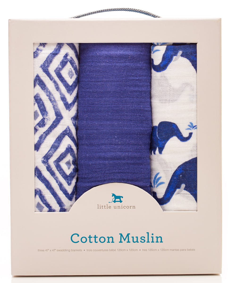 Little Unicorn Cotton Muslin Swaddle 3-Pack - Indie Elephant