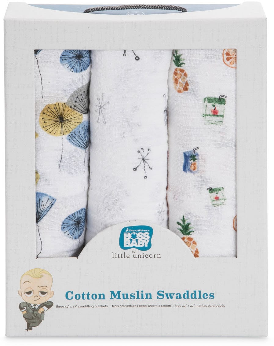 Little Unicorn + The Boss Baby Cotton Muslin Swaddle 3 Pack - Lamby - UB0021DW