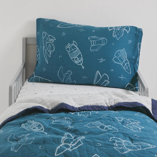 Little Unicorn Cotton Muslin Toddler Bedding 3 Piece Set - Blast Off