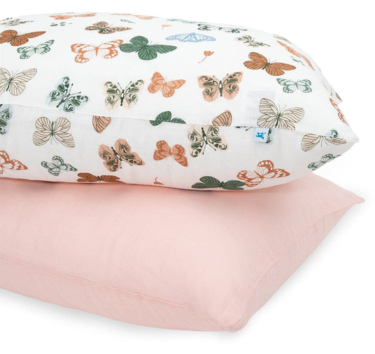 Little Unicorn Cotton Muslin Toddler Pillowcase, 2 Pack - Butterflies