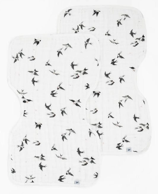 Little Unicorn Organic Cotton Muslin Burp Cloth, 2 Pack - Swallows + Wheat - UF0803