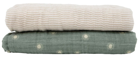 Little Unicorn Organic Cotton Muslin Swaddle Blanket 2 Pack - Sage Suns - UB2504