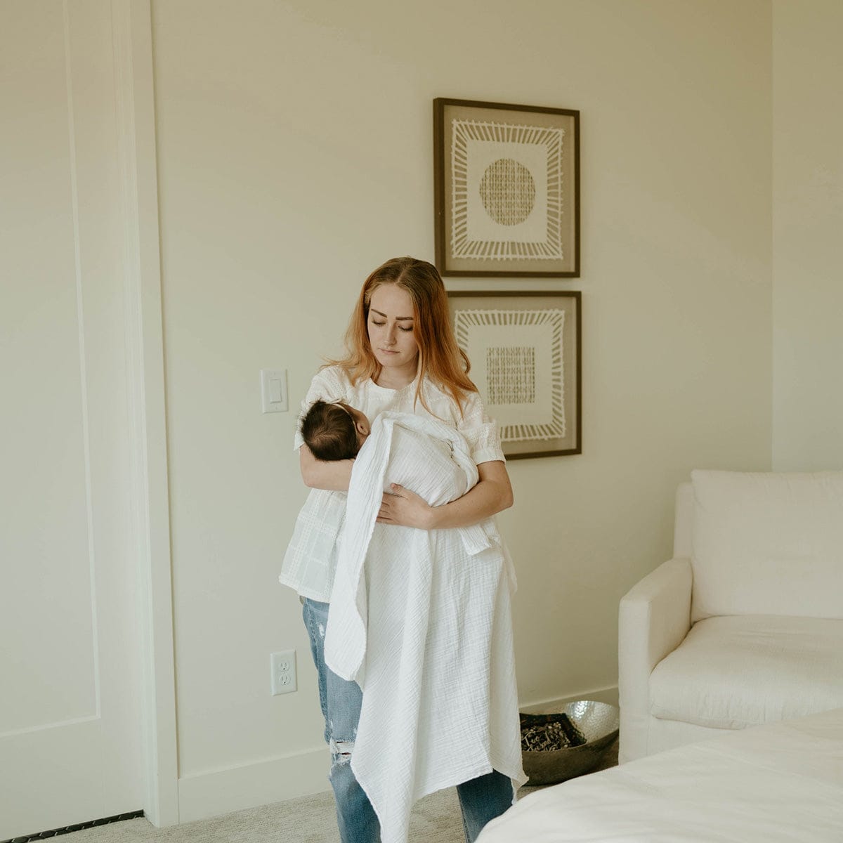 Little Unicorn Organic Cotton Muslin Swaddle Blanket - White - UB2600