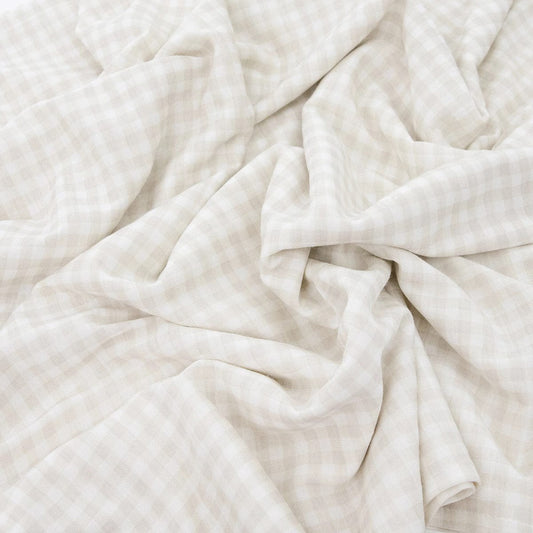 Little Unicorn Stretch Knit Swaddle Blanket - Tan Gingham - UB3406