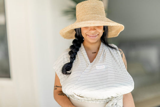 Lolo Baby Breastfeeding Sling Support - White & Grey Stripe - LOLO-WGS
