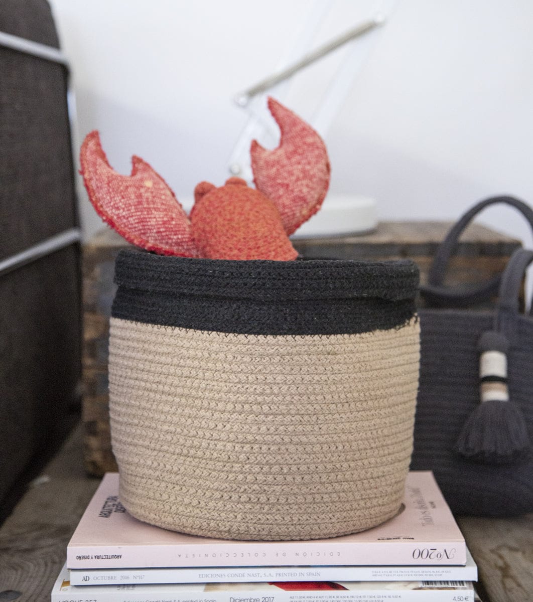 Lorena Canals Basket Dual - Black/Linen (8" x 8") - BSK-BLACK-LIN