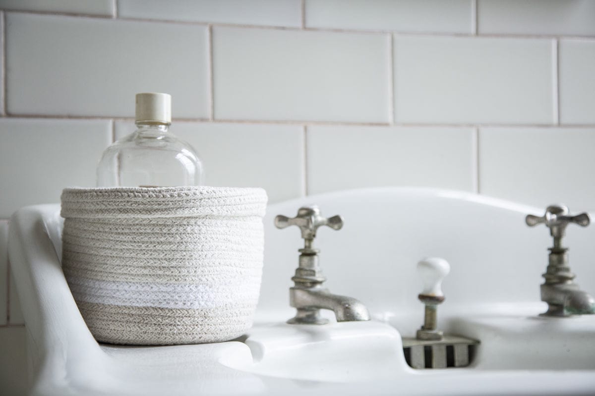 Lorena Canals Basket Mini Tricolor - Ivory (6" x 6") - BSK-TRIC-IVO