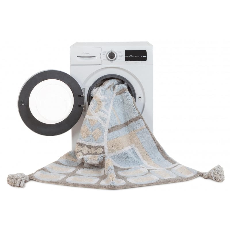 Lorena Canals Indian Bag - Grey/Blue (4' x 5' 3") - C-BAG-GB