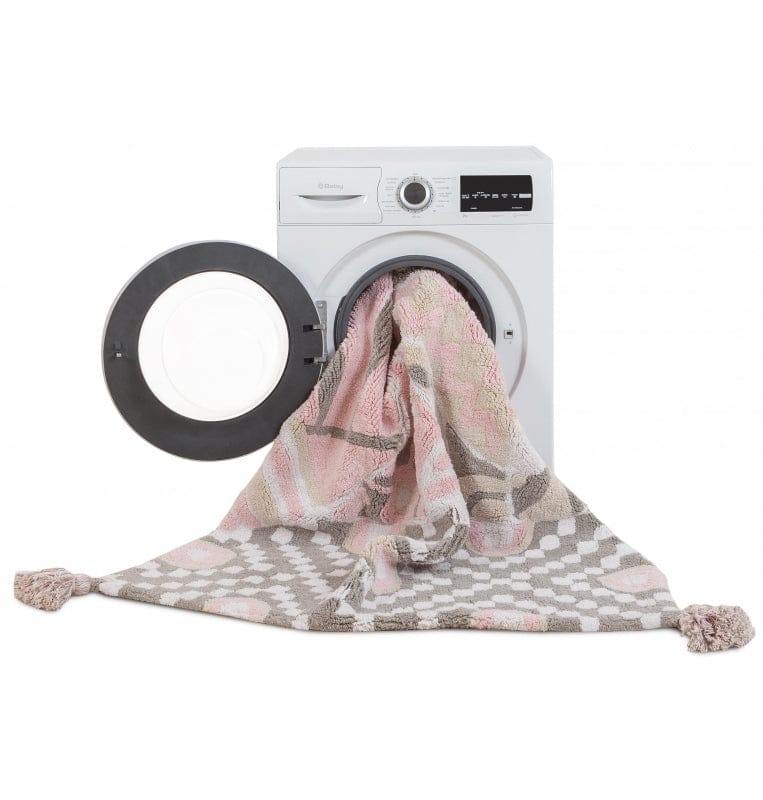 Lorena Canals Indian Bag - Grey/Pink (4' x 5' 3") - C-BAG-GP