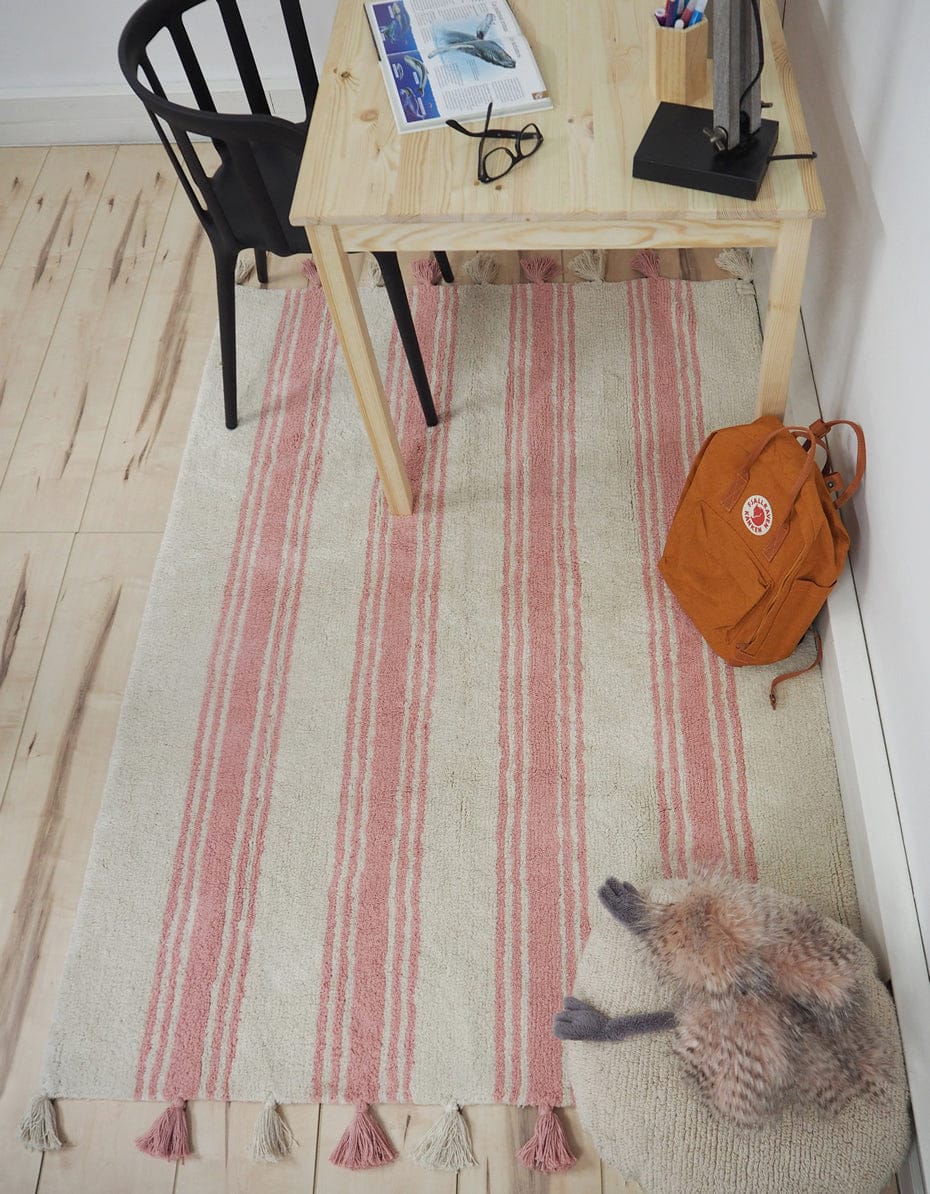 Lorena Canals Stripes Rug - Coral Pink (4' x 5' 3") - C-ST-CORALP