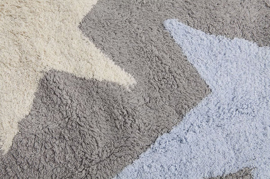 Lorena Canals Three Stars Tricolor Rug - Grey/Blue (4' x 5' 3") - C-TE-GA