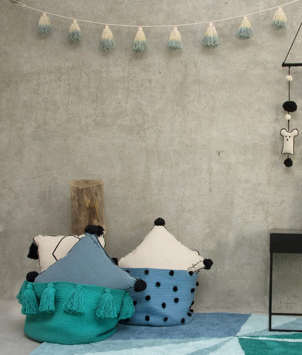 Lorena Canals Tie-Dye Pom Pom Garland - Vintage Blue - GARL-TIE-VINTBL