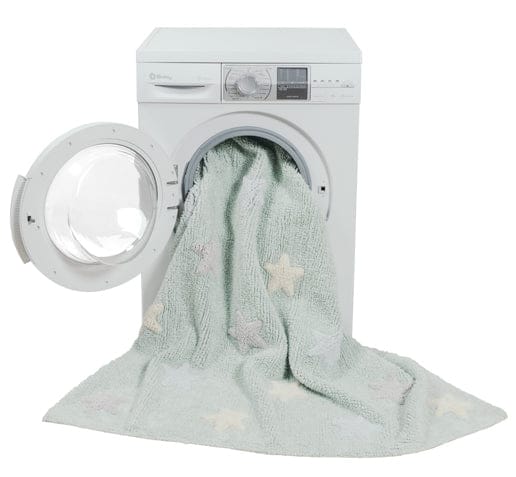 Lorena Canals Tricolor Stars Rug - Soft Mint (4' x 5' 3") - C-ST-SM