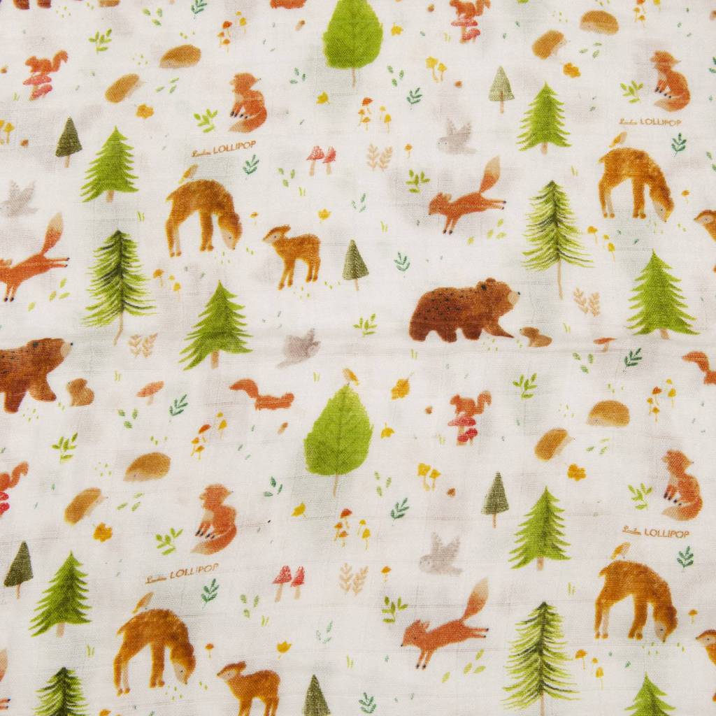 Loulou Lollipop Luxe Muslin Swaddle - Forest Friends - SWFORFDS