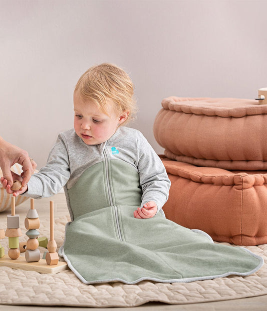 Love To Dream Long Sleeve Sleep Bag Organic Cotton Fleece Mild, 18-36 M - Olive Marl - L31-19-001-OLV-18-36M