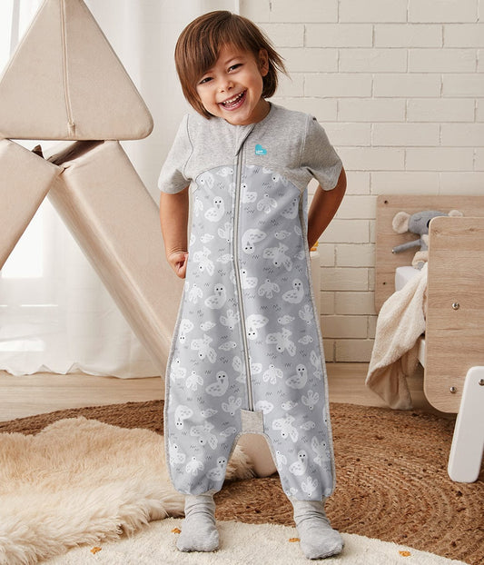 Love To Dream Short Sleeve Sleep Suit Organic Cotton Mild, 6-12 M - Doves Grey - L40-19-250-GRY-6M
