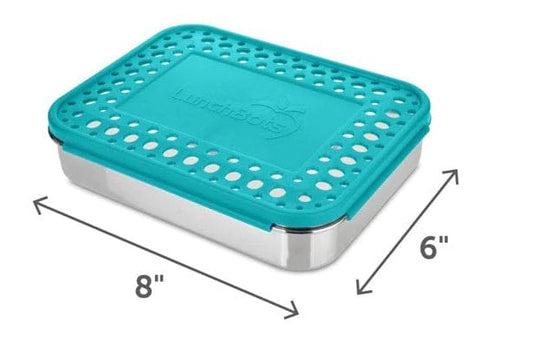 LunchBots Large Trio Bento 3 Compartment Lunch Box - Aqua Dots - LB-TRIOB-AQUA-DOTS