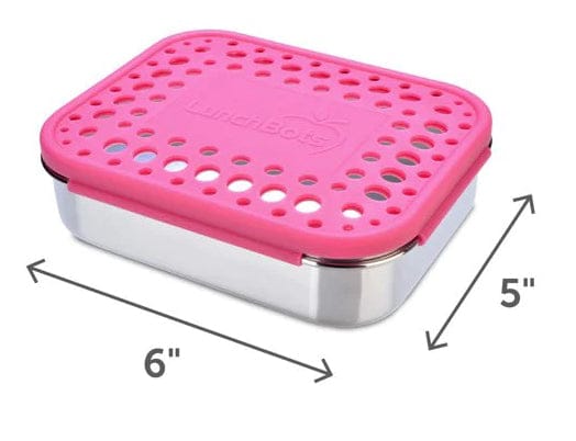 LunchBots Medium Duo Bento 2 Compartment Lunch Box - Pink Dots - LB-DUO-PINK-DOTS