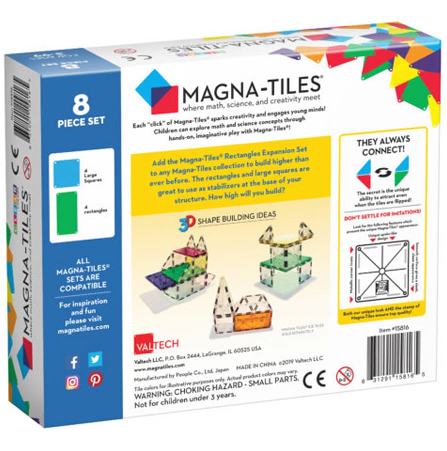 Magna-Tiles Rectangles 8-Piece Expansion Set - 15816