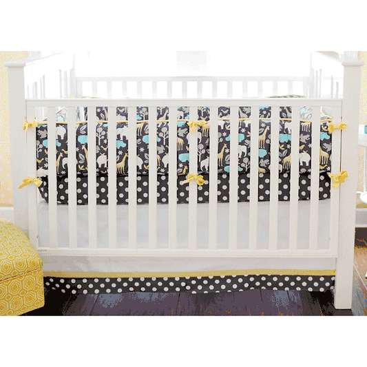 New Arrivals Urban Zoo in Grey 4 Piece Baby Crib Bedding Set - NA-ZOOGR-4PC