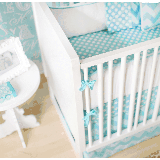 New Arrivals Zig Zag Aqua 4 Piece Baby Crib Bedding Set - NA-ZZQ-4PC