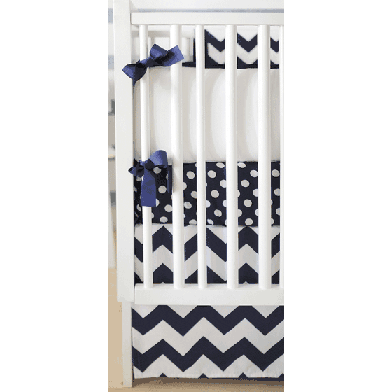 New Arrivals Zig Zag Navy 4 Piece Baby Crib Bedding Set - NA-ZZNAVY-4PC